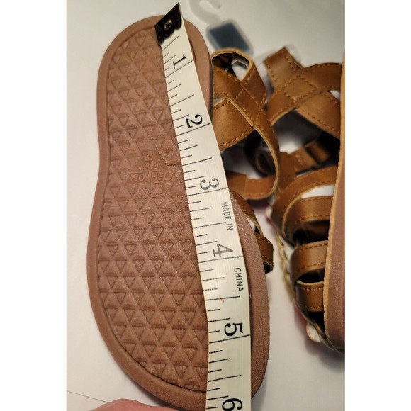 Girls/Toddler OshKosh B''Gosh Sandals Peach Yellow Flowers Size 7 Toddler HANA2 - Picture 7 of 8